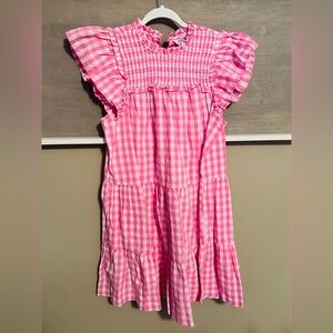 NWT Crown & Ivy Pink Gingham Checkered Women’s Dress. SZ Large
